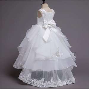 Vestidos Largos de Gasa Dorada para Niñas Sin Mangas con Múltiples Capas Lazo Irregular y Estampado 3D para Anfitrionas de Verano Grupo de Edad Infantil - Product Image 1