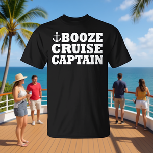 T-shirt Boozze Cruise Captain nera da uomo, abbigliamento casual - Product Image 3