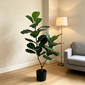 ต้นไม้ประดิษฐ์สีเขียวในกระถางพร้อมของตกแต่งใบต้นไทรสำหรับวางบนพื้นห้องนั่งเล่น - Product Image 4