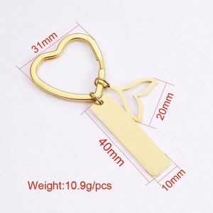 Heart Blank Metal Keychain Personalized DIY <b>Custom</b> Mirror Polished Gold Stainless Steel Key Ring Laser Engraving Logo Key Chains - Product Image 6