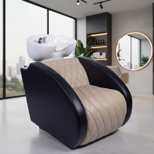Sillón de Pedicura Plegable de Cuero PU Negro de Diseño Moderno y Lujoso, Mesa de Manicura, Silla de Lavado con Lavabo para Salón de Belleza y Barbería - Product Image 3