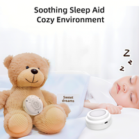 Machine à bruit blanc portable avec LED RGB, capteur de pleurs de bébé, 8 sons, rechargeable par USB, jouets en peluche, poussettes, aide au sommeil pour nouveau-nés en voyage