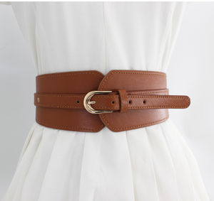 Kadın geniş elastik bel kemeri Vintage <span class=keywords><strong>PU</strong></span> deri korse Cinch kemer - Product Image 3