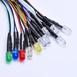 3V 5V 12V Enkele Flitser 1.5Hz 1Hz 0.5Hz Diffuus Helder Wit Rood Blauw Groen Geel Oranje 3Mm 5Mm Voorbedraad Met Kabel Led Diodes