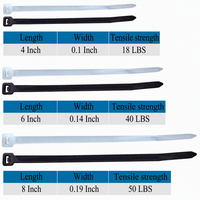 400 attaches-câbles en nylon de tailles variées (4, 6, 8 pouces), attaches autobloquantes robustes, capacité de 18, 40, 50 lb, gestion des câbles