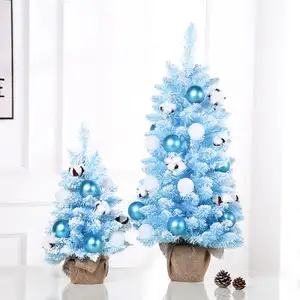 Indoor Party Blue Artificial Christmas Tree Turquoise Decorative Balls Tree Small Xmas Tree Living Room Ornaments