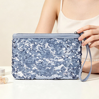 Pochette de toilette élégante à sequins, réversible et scintillante, pour femme, style Y2K, pochette de soirée et rangement de maquillage de voyage, personnalisable