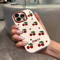 Coque de téléphone en silicone souple avec support en forme de cerise 3D mignon pour iPhone 6 7 8 G Plus X XR XS MAX 12 13 MINI