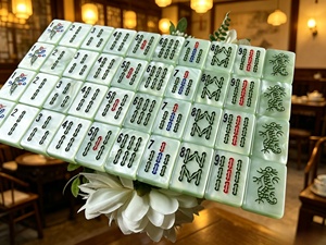 Ensemble de Mahjong américain de luxe personnalisé de 160 tuiles, en acrylique vert jade nacré, avec règles NMJL, cadeau de Mahjong de luxe - Product Image 6