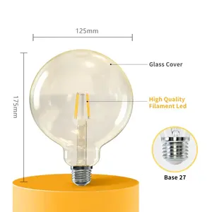 Ampoule LED G125 E27 4W Mbar, parfaite pour la décoration et l'ambiance chaleureuse dans les foyers et les établissements. - Product Image 2