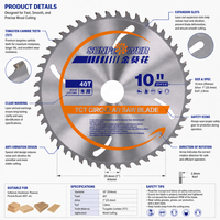 Standard 10 pouces 254*2.8mm, alésage de 25.4mm, compatible avec la plupart des scies à table et des coupe-bois