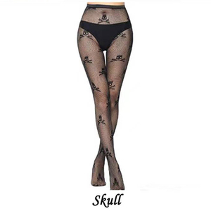 Gran oferta 2025, medias de Halloween para mujer, medias de red de leopardo desgastadas con Calavera, pantimedias de red con telaraña para niña - Product Image 5