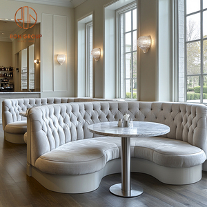 Tavolo Rotondo in Marmo per Ristorante, Tavolo Semicircolare per Caffetteria, Set di Arredi con Sedute per Bar - Product Image 4