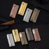 Briquet à gaz butane rechargeable portable vintage en métal coupe-vent avec logo personnalisé pour le camping