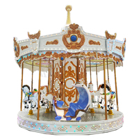 Manège classique de fête foraine, carrousel à 12 places, chevaux de carrousel pour divertissement de carnaval en plein air
