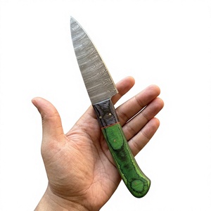 Ensemble de couteaux de cuisine en acier Damas, 5 pièces, manche en bois, lames droites, couteaux de chef, lame polie, ambidextres, haute qualité, 58-60HRC - Product Image 5