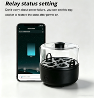 Cuiseur à œufs intelligent, contrôle à distance via application Wi-Fi, minuterie programmable, cuiseur à œufs électrique pour le petit-déjeuner à la maison