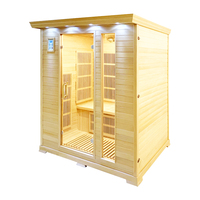 Sauna infrarouge lointain au design durable pour 4 personnes, sauna intérieur pour le soulagement du stress et la relaxation musculaire, utilisation bien-être, sauna en bois massif