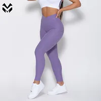 Women's Laser V Cut Waistband High Waist Booty Seamless Active Plus Size Everyday Sports Wear Soft Yoga Leggings Popular