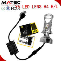 Nouveau phare automatique Y6 Hi/Lo H4 LED Mini projecteur lentille 40W 4000lm Super lumineux Haute puissance Kit de conversion LED H4 pour voiture