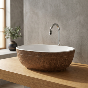 Lavabo rond en pierre décoratif pour extérieur, avec finition en porcelaine, pour usage hospitalier - Product Image 4