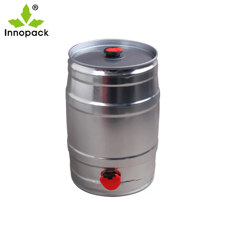 Mini fusti di birra vuoti da 5 litri all'ingrosso Keg 5L birra, birra ISO9001,SGS forma rotonda 1000 pezzi Innopack 275*210*300mm Logo del cliente