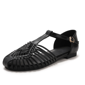 Sandales romaines tissées à la main pour femmes, style été, ajourées, plates, à bride unique, pour usage quotidien - Product Image 5