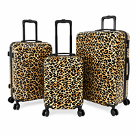 Valise à roulettes JX personnalisée à imprimé léopard en ABS+PC, 20/24/28 pouces, coque rigide, ensemble de bagages légers pour les voyages
