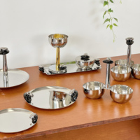 Assiettes de service argentées en acier inoxydable ensemble de présentoirs à desserts à plusieurs niveaux pour mariage hôtel anniversaire thé