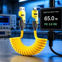 Câble de charge rapide 4-en-1 certifié CE FCC 65W PD Mecha, en alliage de zinc tressé, universel pour ordinateur portable et smartphone