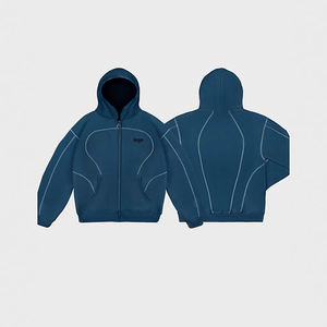 เสื้อฮู้ดแบบมีซิป สีพื้น ปรับแต่งได้ สไตล์สตรีทแวร์ ฮิปฮอป แจ็คเก็ตสปอร์ต ยูนิเซ็กส์ - Product Image 4