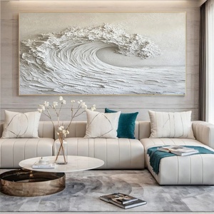 Obra de Arte Abstracta de Olas del Mar para Decoración de Paredes Contemporáneas, Pintura al Óleo sobre Lienzo, Pintura Mural Moderna Original Hecha a Mano - Product Image 2