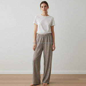 <span class=keywords><strong>Pantaloni</strong></span> a Gamba Larga a Righe Personalizzati per <span class=keywords><strong>Donna</strong></span> <span class=keywords><strong>con</strong></span> Cintura <span class=keywords><strong>in</strong></span> Pizzo, <span class=keywords><strong>Pantaloni</strong></span> Comodi da Casa - Product Image 3