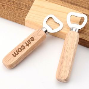 Ouvre-bouteille en acier inoxydable avec poignée en bois personnalisée, cadeau créatif pour les amateurs de bière, vente chaude - Product Image 1
