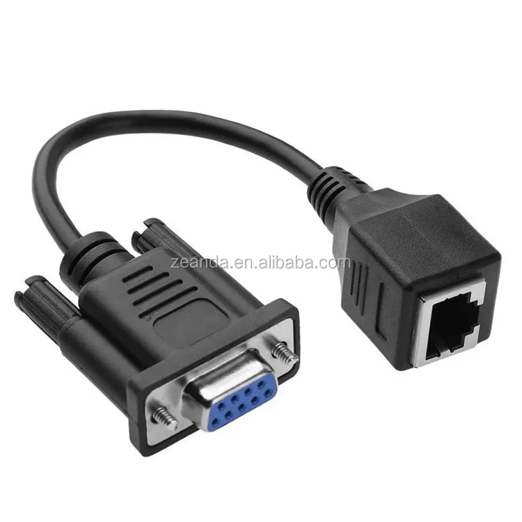 Customized panel mount rs232 serial db9 cable db9 9pin to ethernet Female cable with locking screw