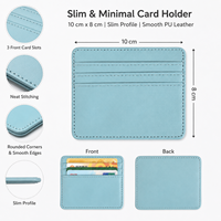 Porte-cartes fin en cuir PU, 3 emplacements pour cartes, 10x8cm, portefeuille minimaliste, 8 couleurs, logo personnalisé, OEM pour le bureau