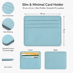 Porte-cartes fin en cuir PU, 3 emplacements pour cartes, 10x8cm, portefeuille minimaliste, 8 couleurs, logo personnalisé, OEM pour le bureau - Product Image 2