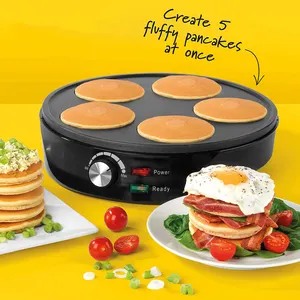 Machine à crêpes et pancakes électrique de table, 5 pancakes moelleux, 1000W, température réglable, 12 pouces - Product Image 2