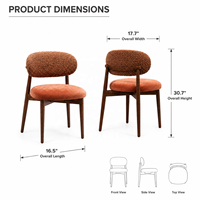 Chaise de salle à manger moderne de luxe en bouclette, avec structure en bois massif, chaise d'appoint rembourrée pour projets de villas, hôtels et restaurants