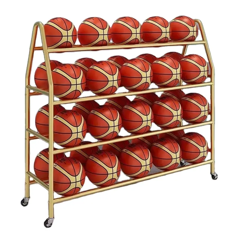 Supports de rangement pour balles de sport à 4 niveaux Supports d'affichage pour balles de jouets Panier de basket-ball Supports d'affichage pour balles de football Pour magasin, école