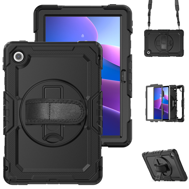 For Lenovo Tab 10.1 Inch 2025 K10C TB311FU TB311XU Heavy Duty Rugged Tablet Case Stand Shoulder Strap Shockproof PC Cover Funda