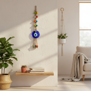 Ornement mural Macramé mauvais œil 41x8cm Pièce décorative durable et élégante - Product Image 3