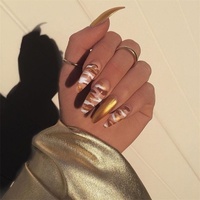 Faux ongles personnalisés faits à la main presse sur les ongles fleurs strass marque privée ongles artificiels imprimés de serpent