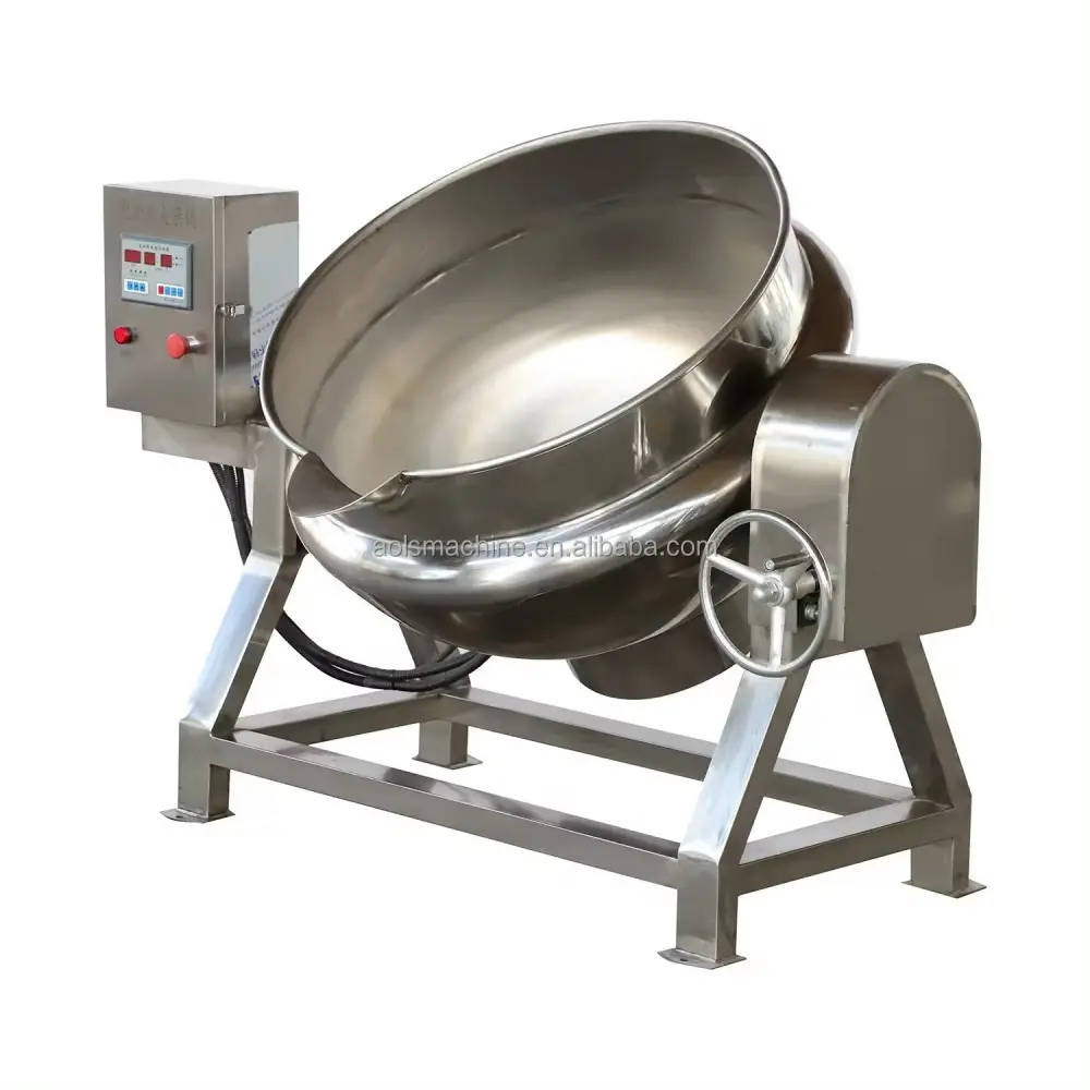 Stainless Steel SS316L Industrial 100/200/300 Liter Electric Heating Steam Soup Caramel Jacketed Cooking Kettle with Agitator