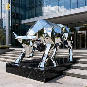 Современное декоративное здание RELONG в натуральную величину, Геометрическая статуя быка из нержавеющей стали для продажи - Product Image 1