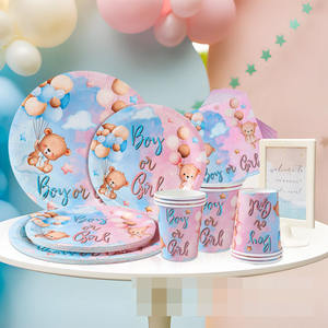 Ychon bébé sexe révéler fête vaisselle ensemble vaisselle jetable assiette ensemble décorations <span class=keywords><strong>de</strong></span> <span class=keywords><strong>Table</strong></span> bébé douche fête décoration - Product Image 2