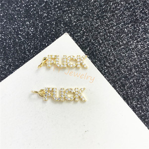 CZ Micro Pave Letter <strong>Word</strong> Pendant/<strong>Charm</strong> Brass 18K Gold Plated Zircon for Children's Jewelry Making Necklace Bracelet <strong>Charm</strong> - Product Image 5