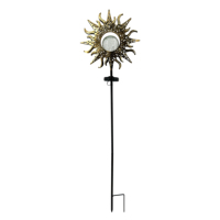 Lampe solaire étanche en métal avec globe en verre craquelé, LED, pour jardin, cour, allée, décoration extérieure