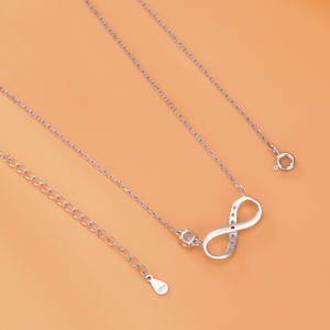 925 alla moda argento Sterling infinito numero 8 ciondolo personalizzabile pietra colore 4mm Cz collana da donna gioielli - Product Image 4