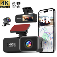 Nouvelle mini caméra embarquée UHD 4K, caméra avant et arrière 4K, double caméra, prise en charge du WIFI, GPS, surveillance de stationnement 24h/24, boîte noire de voiture